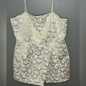Altar'd State Ivory Gold Floral Romper - XL